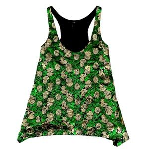 Tart green & gold sequin racerback tank top
